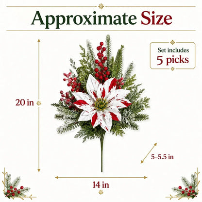🎉❀SAVE 39%🔥Christmas Poinsettia Planter Inserts(SET INCLUDES 6 PICKS)