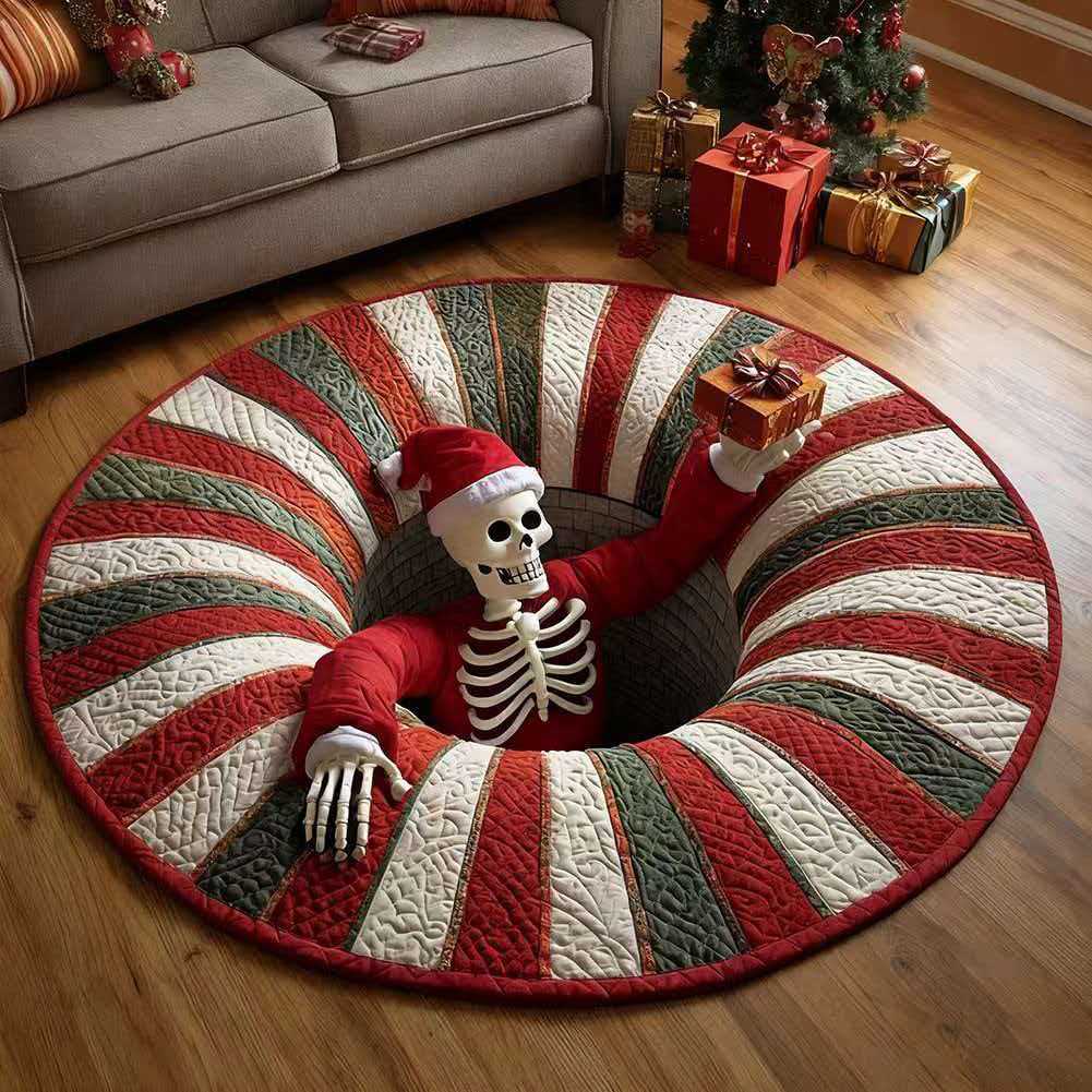 🔥 3D Haunted Stairway Round Halloween Rug