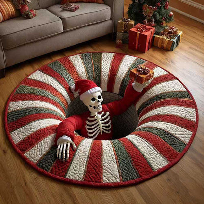 🔥 3D Haunted Stairway Round Halloween Rug