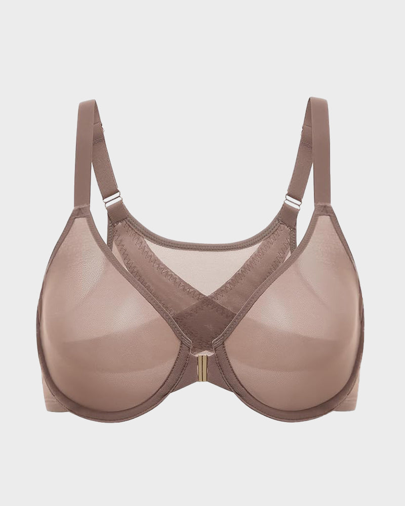 Front Closure Mesh Support Bra