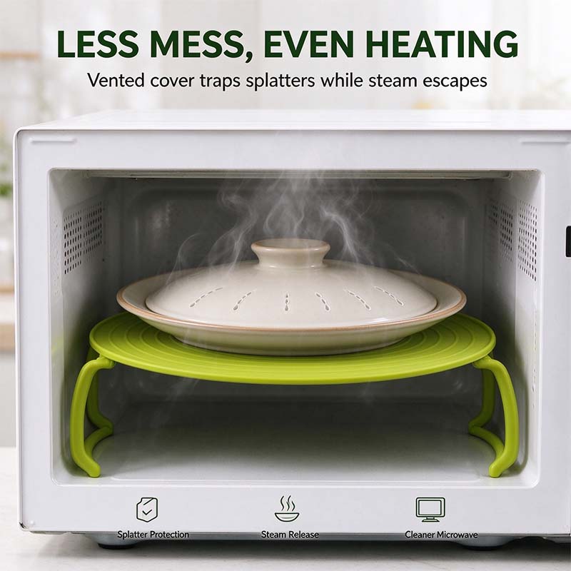 4-in-1 Multifunctional Microwave Tray (Splash Guard, Carrying Tray, and Stacking Rack) 🍲