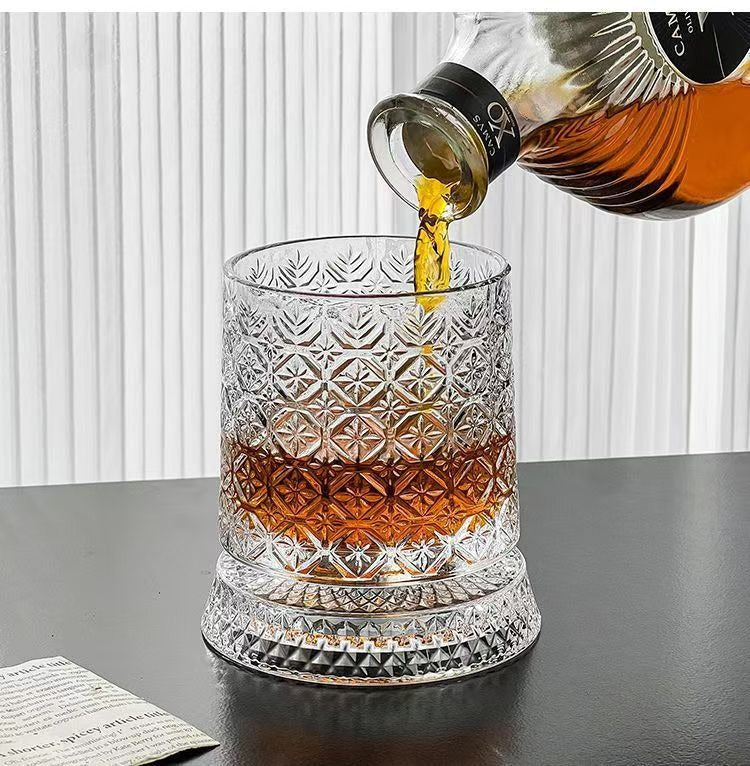 360° Spinning Crystal Whiskey Glass