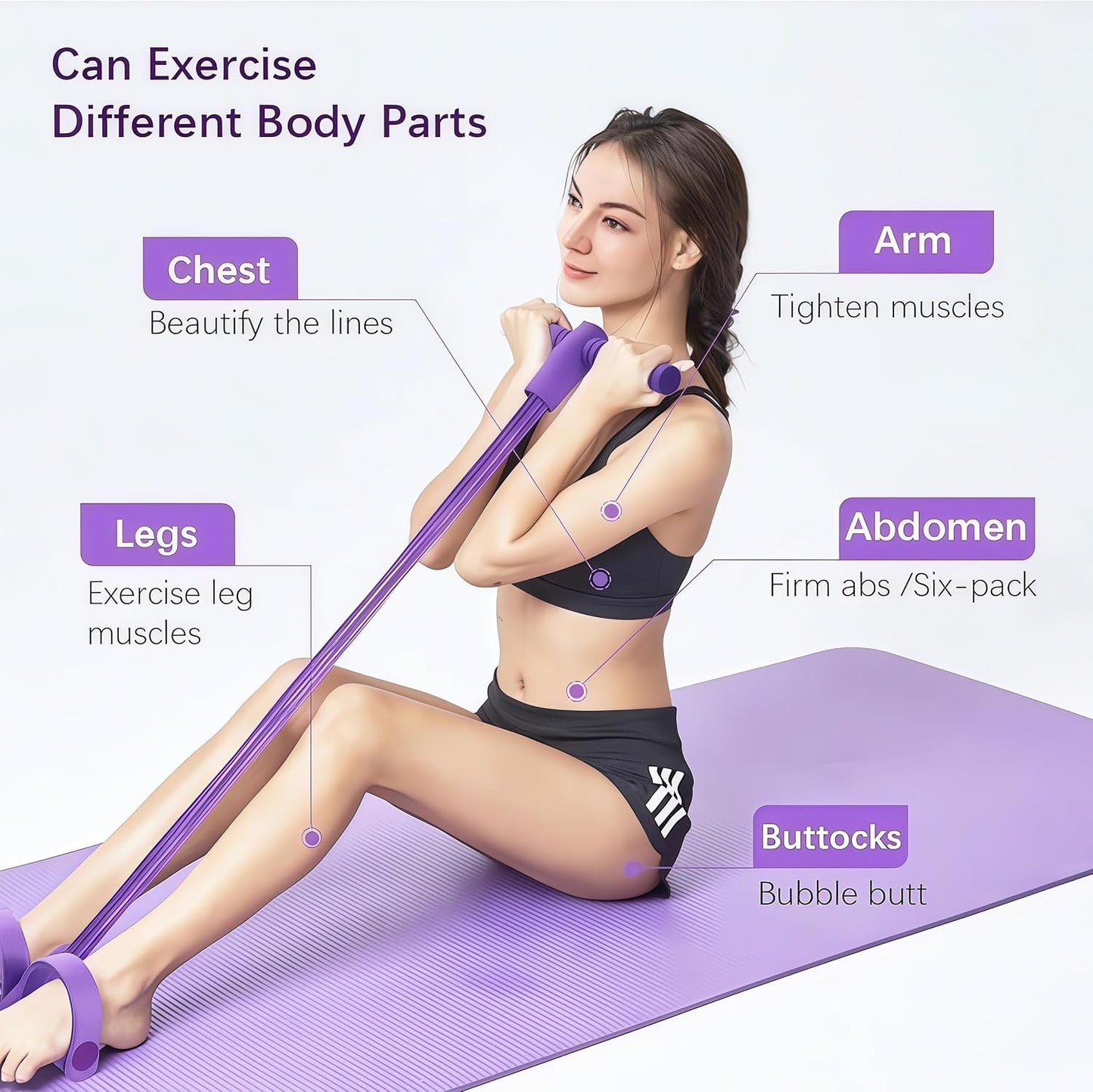Multifunction Pedal Resistance Band Trainer 8 Tube Full Body Fitness Exercise Equipment
