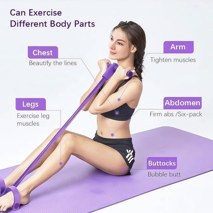 Multifunction Pedal Resistance Band Trainer 8 Tube Full Body Fitness Exercise Equipment