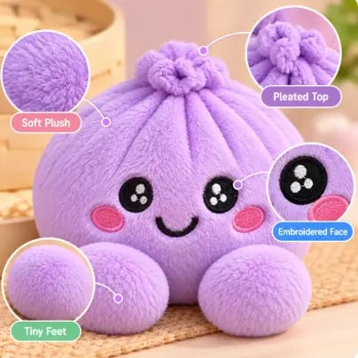 Cute Plush Stuffed Dumpling Squishies with Bamboo