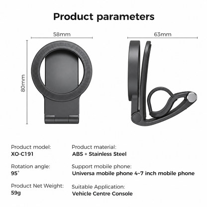 Strong Magnet Magnetic Cellphone Car Mount - Hands-Free Phone Holder, 95° Adjustable