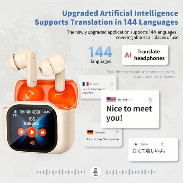 🎁🔥Wireless Bluetooth AI Translation Earphone With LED display screen(Fit iOS & Android)