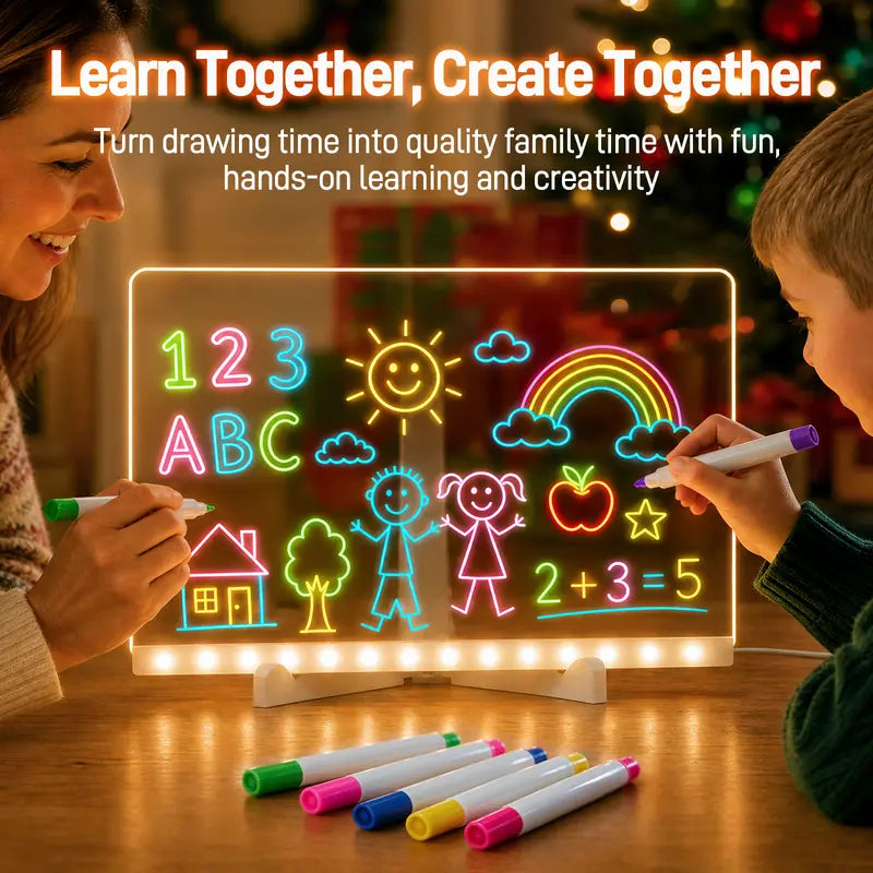 LED Drawing Board for Kids - Reusable Light Message Board, Gift for Halloween, Thanksgiving & Christmas