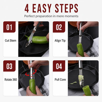 🌶️Stainless Steel Pepper Corer | Kitchen Vegetable Seed Remover Tool