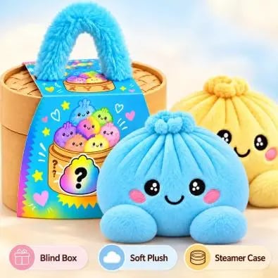 Cute Plush Stuffed Dumpling Squishies with Bamboo
