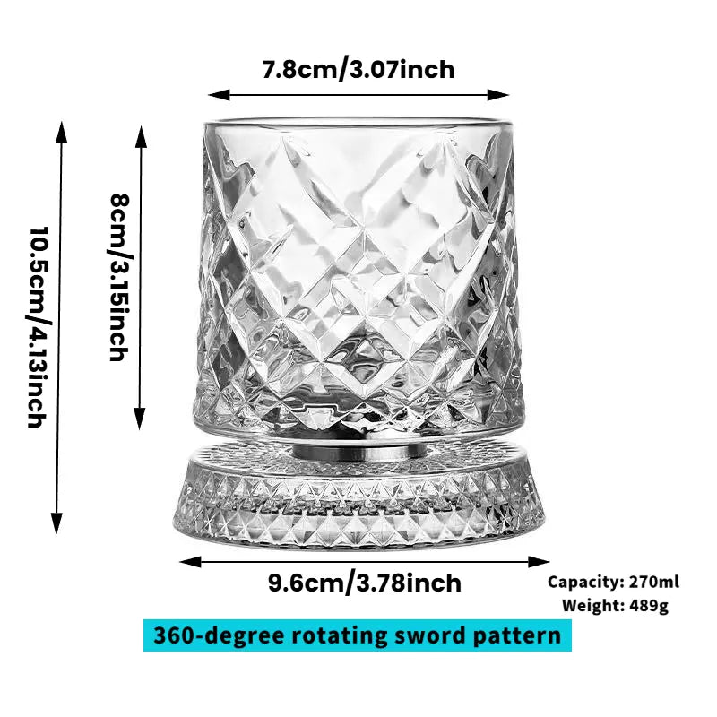 360° Spinning Crystal Whiskey Glass