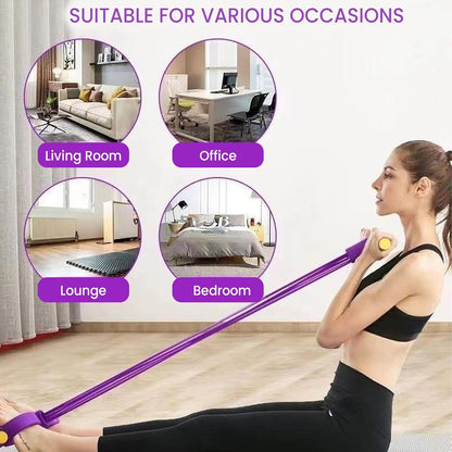 Multifunction Pedal Resistance Band Trainer 8 Tube Full Body Fitness Exercise Equipment