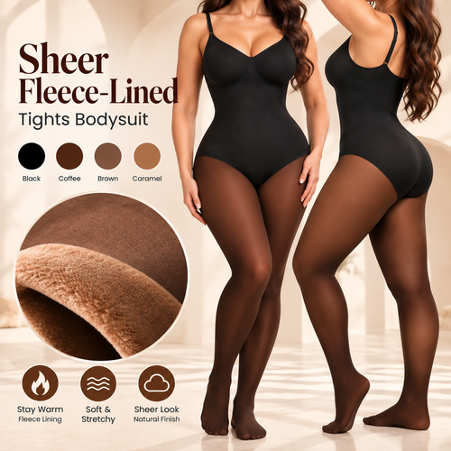 Sheer Fleece-Lined Tights Bodysuit
