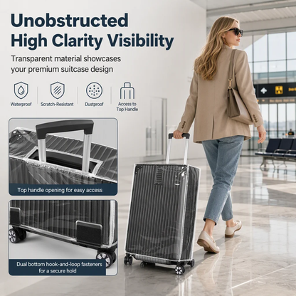 🧳 Clear Waterproof Luggage Cover, Transparent Anti-Scratch Dustproof Suitcase Protector