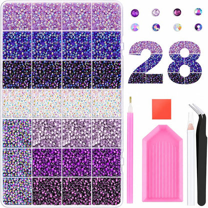 3mm Glitter Rhinestone Multi Pack Kit for Nail Art & DIY Crafts