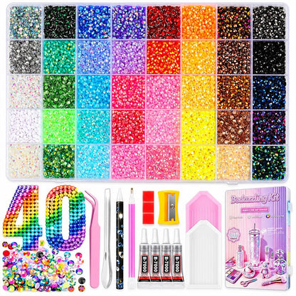 3mm Glitter Rhinestone Multi Pack Kit for Nail Art & DIY Crafts