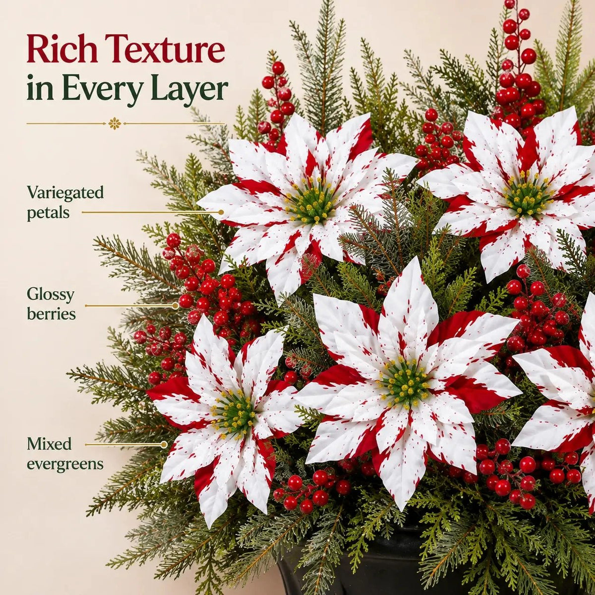 🎉❀SAVE 39%🔥Christmas Poinsettia Planter Inserts(SET INCLUDES 6 PICKS)