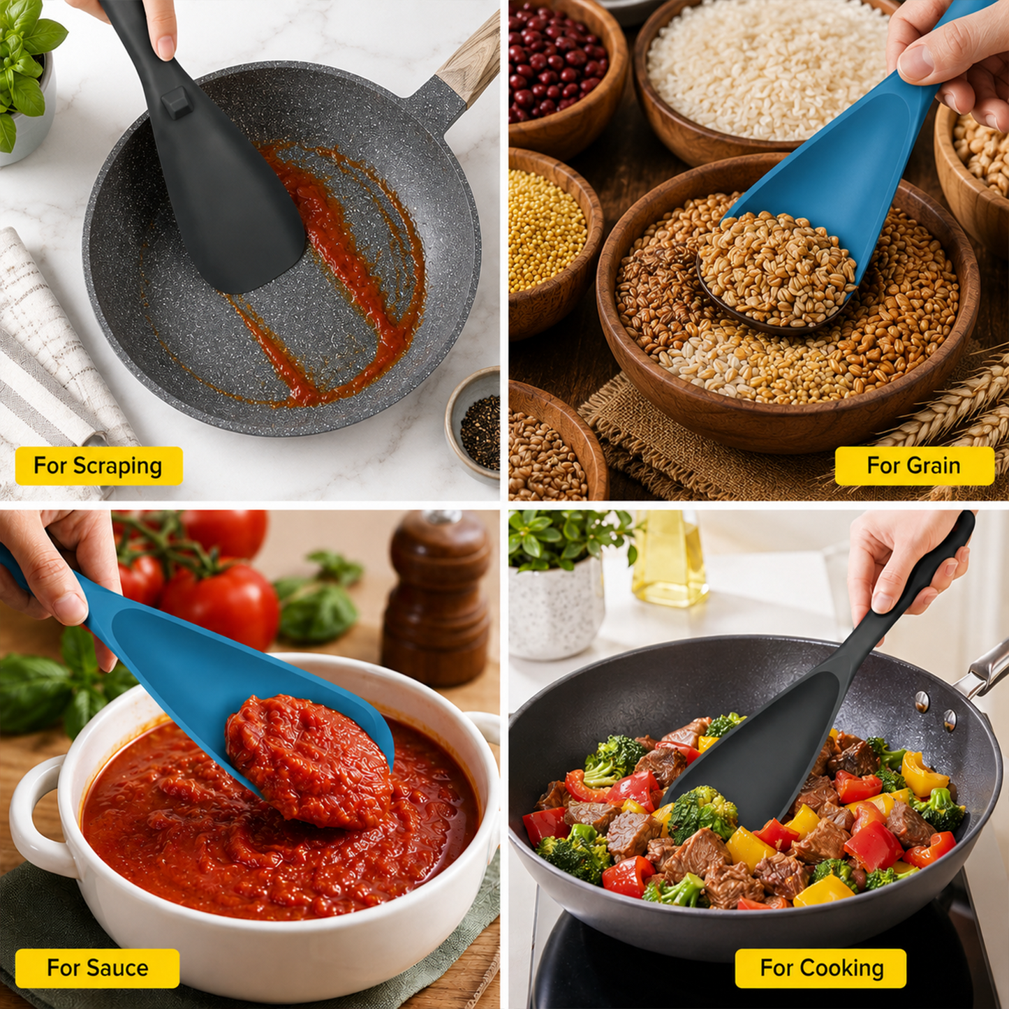 Multifunction Cooking Spoon Spatula for Non Stick Cookware BPA Free One Piece Design