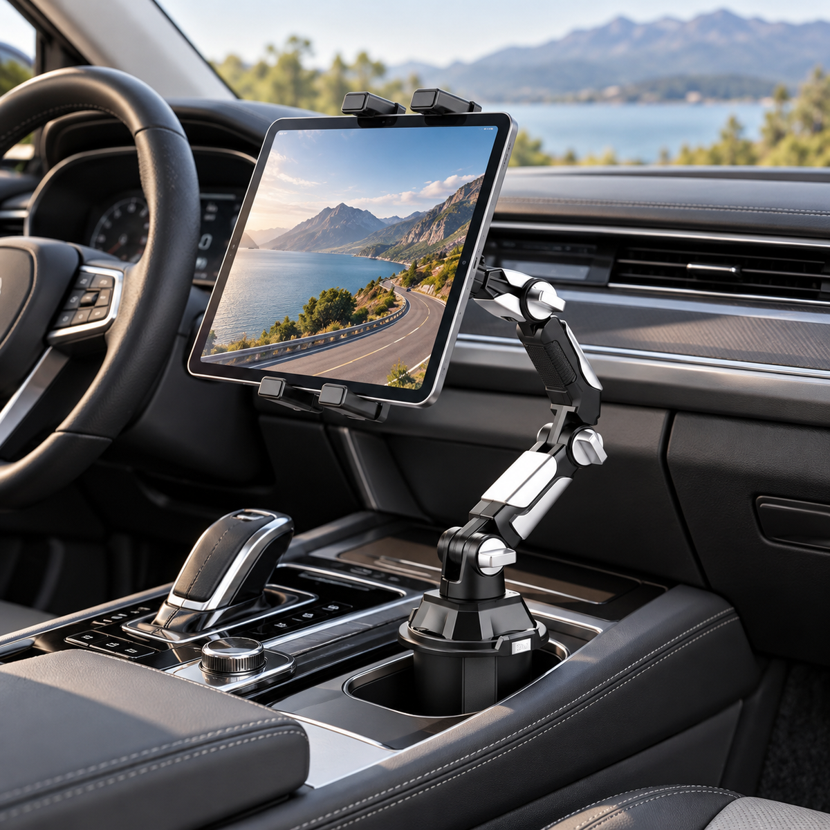 Adjustable Car Cup Holder Phone & Tablet Mount – 360° Rotating Universal Stand