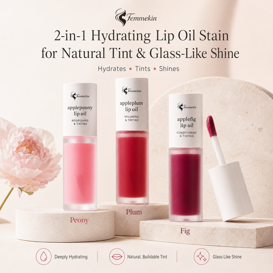 2-in-1 Hydrating Lip Oil Stain for Natural Tint & Glass-Like Shine