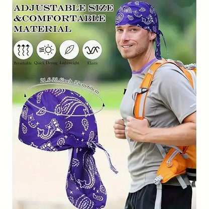 5 Pack Paisley Bandana Head Wraps Breathable Tie Back Skull Caps
