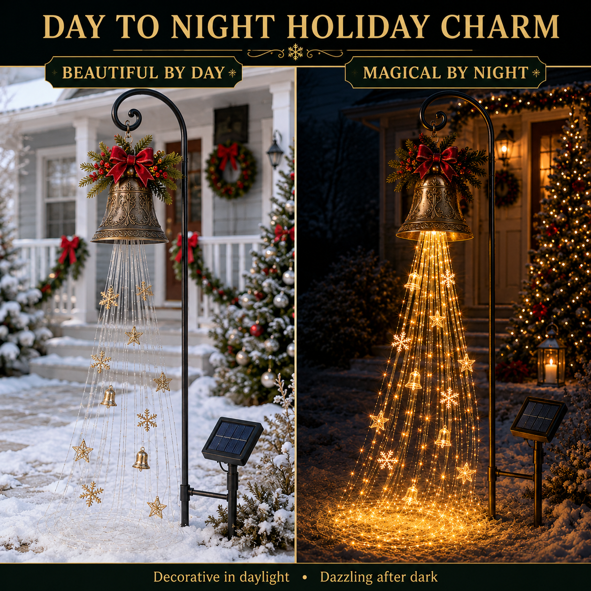 🔥Hot Sale 73% OFF🎄 Christmas Bell Cascade Solar Yard Light✨