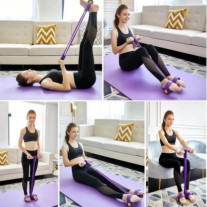 Multifunction Pedal Resistance Band Trainer 8 Tube Full Body Fitness Exercise Equipment
