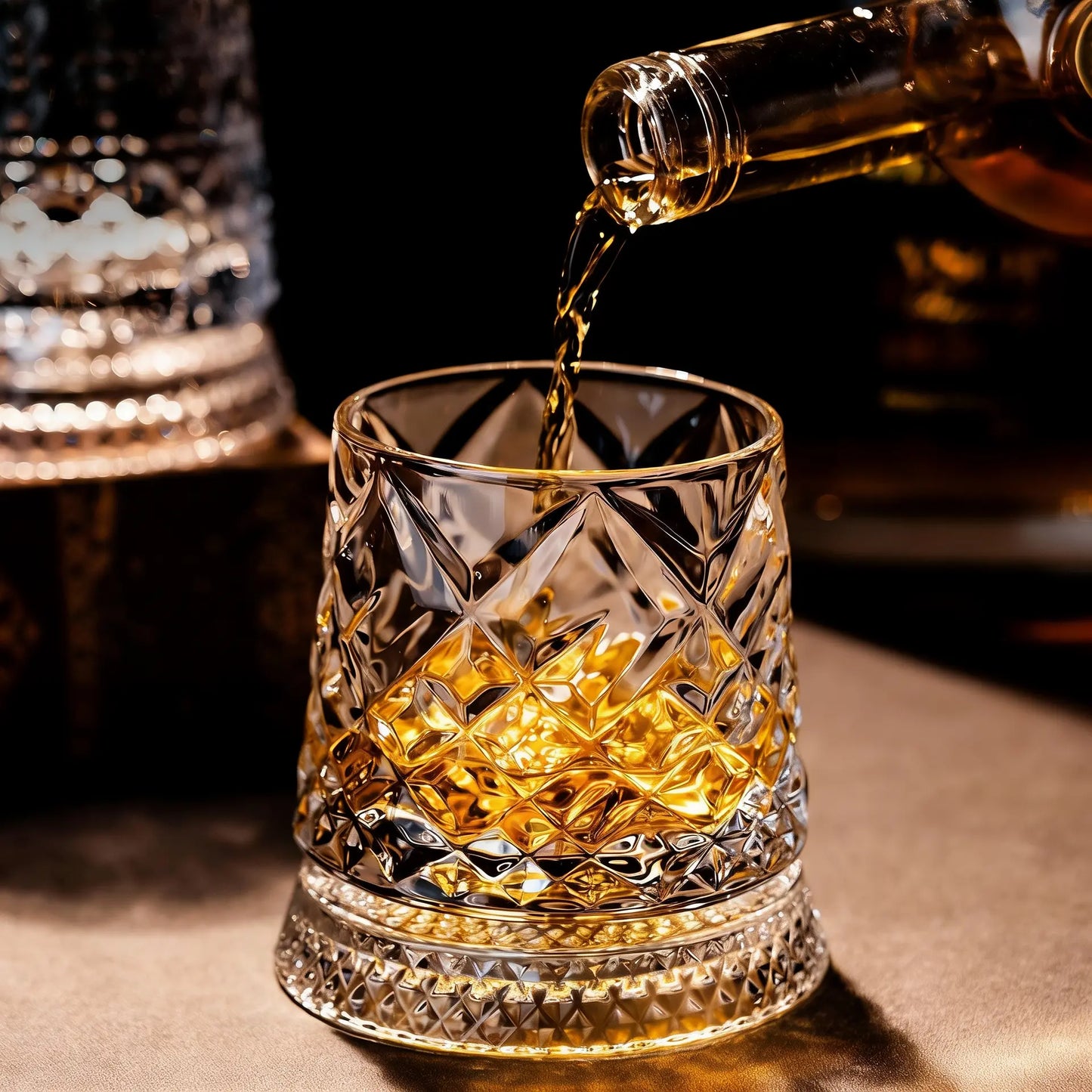 360° Spinning Crystal Whiskey Glass
