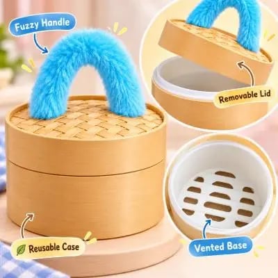 Cute Plush Stuffed Dumpling Squishies with Bamboo