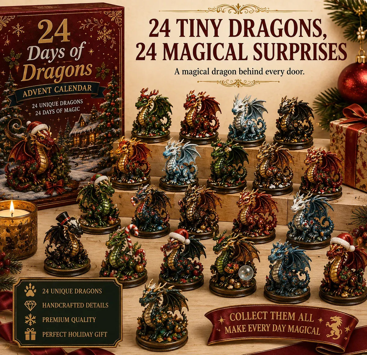 🐉💥 24 Days of Dragons Advent Calendar – 24 Unique Dragons, 24 Magical Christmas Surprises 🎄✨