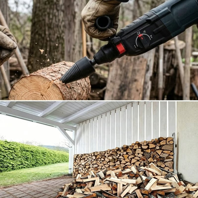 Firewood Log Splitter Drill Bit – Heavy-Duty Carbon Steel Wood Splitting Cone