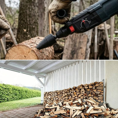 Firewood Log Splitter Drill Bit – Heavy-Duty Carbon Steel Wood Splitting Cone