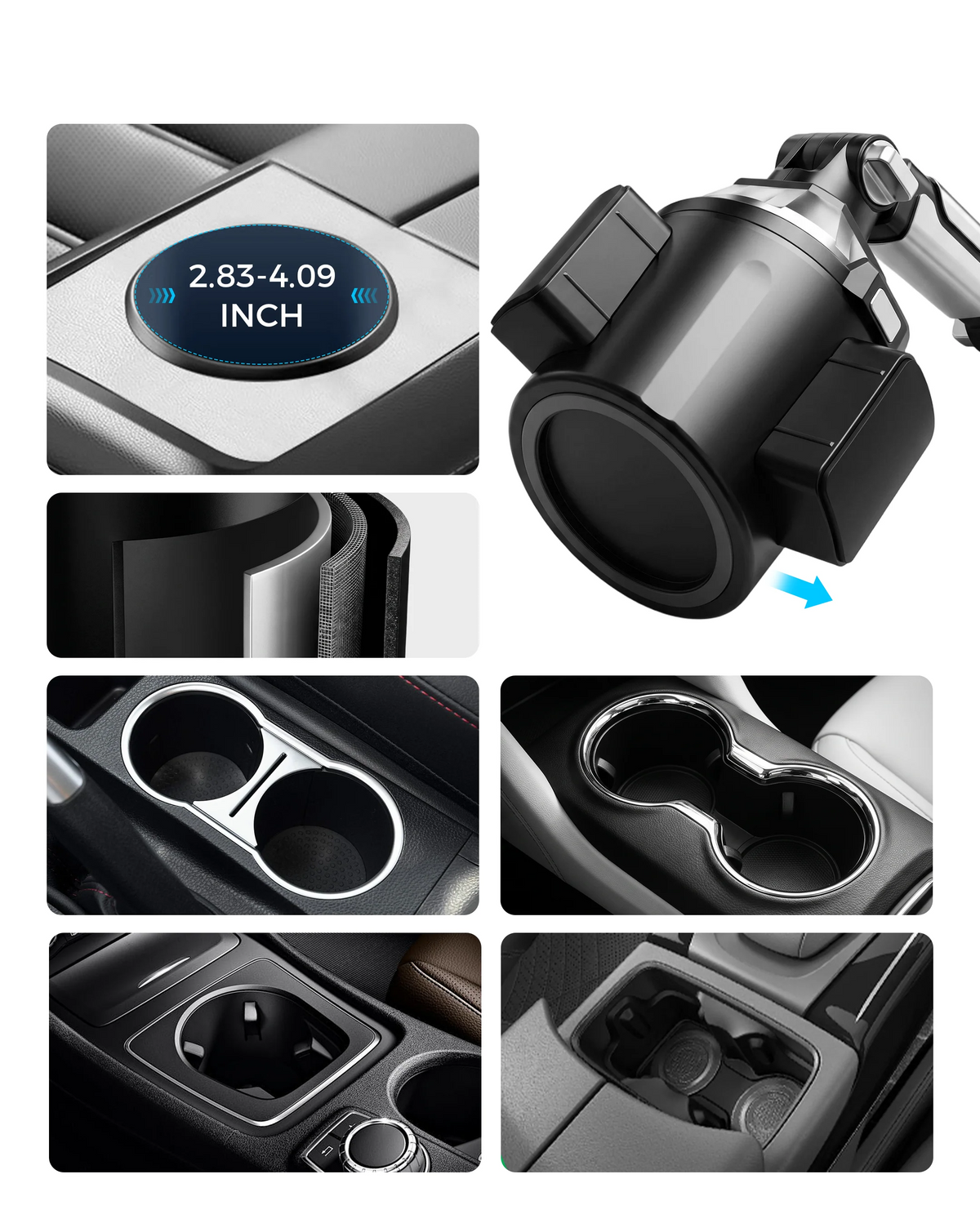 Adjustable Car Cup Holder Phone & Tablet Mount – 360° Rotating Universal Stand