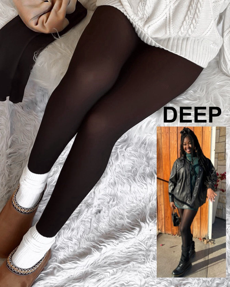 Semi-Transparent Single Seam Fleece Lined Tights
