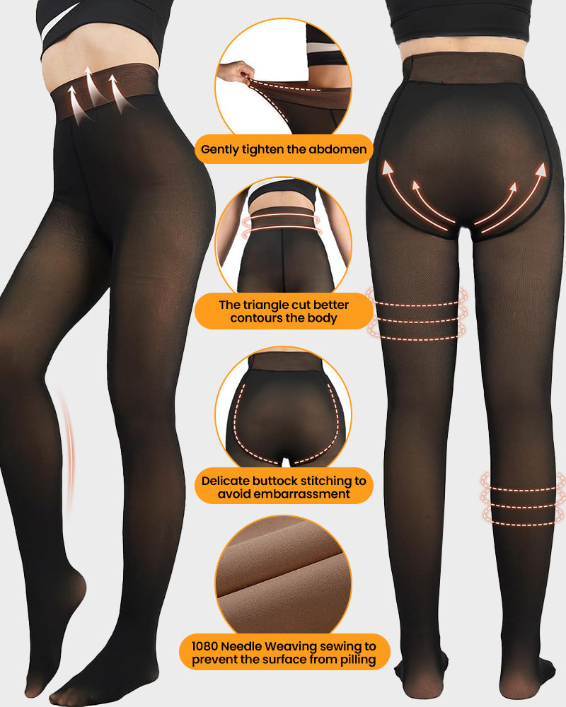 Semi-Transparent Single Seam Fleece Lined Tights
