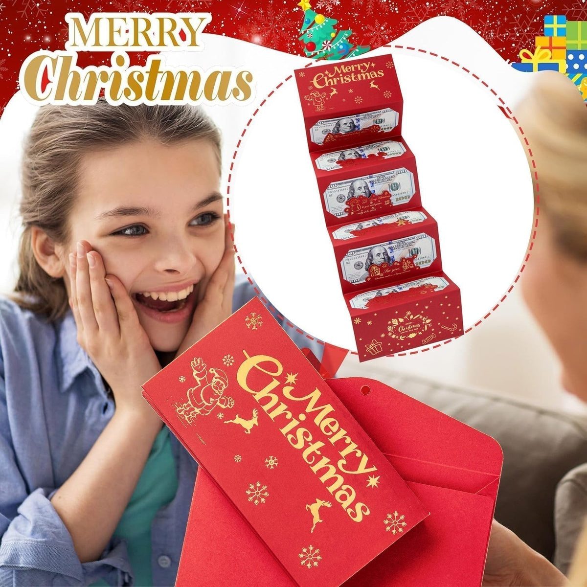 🏆Flash Sale⚡ 50K+ SOLD! Almost Gone-🎅💸Christmas Cash Gift Envelope– A creative way to give cash this Christmas!