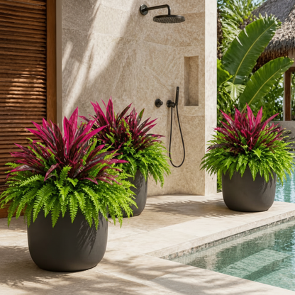 💥Summer Special🔥Designed for Outdoor Decor  Artificial Fern & Red Dracaena Decorative Plants – Full, Lush & Helps Resist Fading!