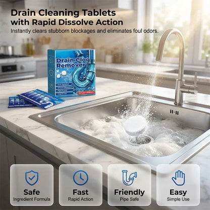 Powerful Drain Unclogging Tablets for Kitchen and Bathroom Pipes