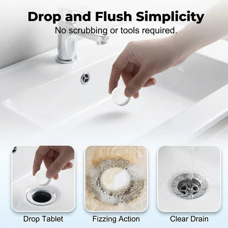 Powerful Drain Unclogging Tablets for Kitchen and Bathroom Pipes