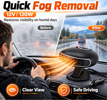 Portable Car Heater Defroster with 360-Degree Rotating Base