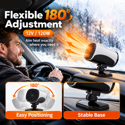Portable Car Heater Defroster with 360-Degree Rotating Base