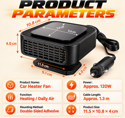 Portable Car Heater Defroster with 360-Degree Rotating Base