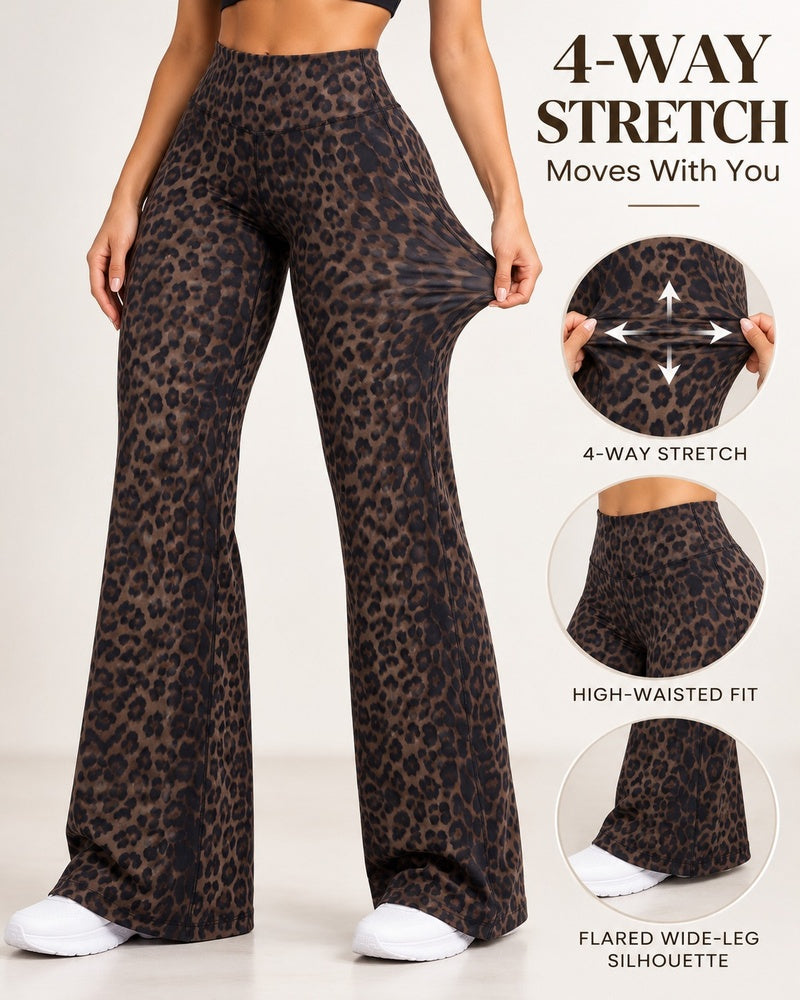 High-Waist Solid & Leopard Flare Pants