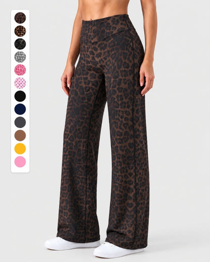 High-Waist Solid & Leopard Flare Pants