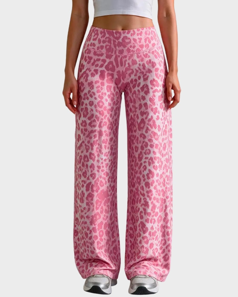 High-Waist Solid & Leopard Flare Pants